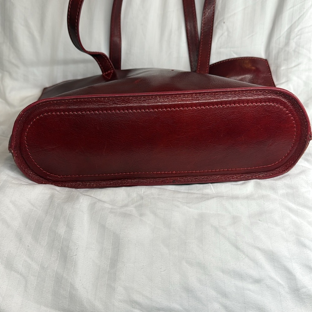 Burgundy Vera Pelle Italian Leather Tote Bag - Picture 4 of 9